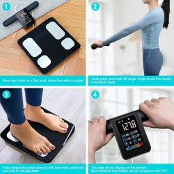 KUAIVO 8 Electrode Smart Body Fat Scale with BMI, Body Fat, Muscle Mass, 28 Body Composition Metrics, Rechargeable High Precision Scale with Color VA Display for Home & Fitness